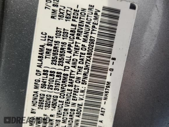 ✅ 2010 Honda Odyssey EX-L • VIN: 5FNRL3H7XAB002987 • Лот: 93701685. Опубликован ранее на Copart с пробегом 254 590 миль. Бесплатный доступ к архиву аукционных продаж из США и подробный отчёт об истории автомобиля на DreamBid. Изображение 13.