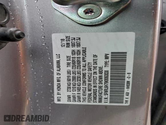 ✅ 2019 Honda Odyssey EX-L • VIN: 5FNRL6H79KB063038 • Lot: 94294955. Listed on Copart with 44,634 mi. Free auction sales archive from the USA and detailed vehicle history report at DreamBid. Image 13.