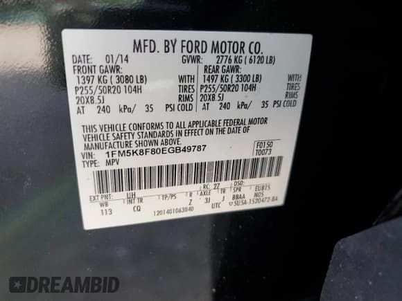 ✅ 2014 Ford Explorer Limited • VIN: 1FM5K8F80EGB49787 • Lot: 64383125. Wystawiony na Copart z przebiegiem 114 893 mil. Bezpłatny archiwum sprzedaży aukcyjnych z USA i szczegółowy raport historii pojazdu na DreamBid. Zdjęcie 14.