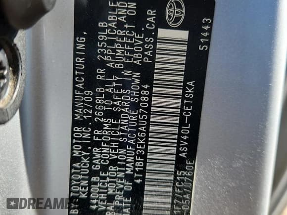 ✅ 2010 Toyota Camry • VIN: 4T1BF3EK6AU570884 • Лот: 92253785. Опубликован ранее на Copart с пробегом Не указан. Бесплатный доступ к архиву аукционных продаж из США и подробный отчёт об истории автомобиля на DreamBid. Изображение 13.