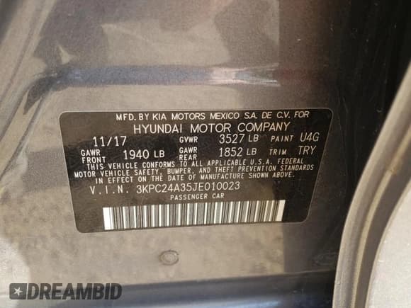 ✅ 2018 Hyundai Accent SEL • VIN: 3KPC24A35JE010023 • Лот: 84074914. Опубликован ранее на Copart с пробегом 104 110 миль. Бесплатный доступ к архиву аукционных продаж из США и подробный отчёт об истории автомобиля на DreamBid. Изображение 12.