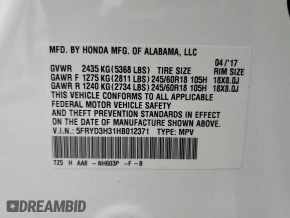 ✅ 2017 Acura MDX • VIN: 5FRYD3H31HB012371 • Lot: 90246545. Listed on Copart with 79,650 mi. Free auction sales archive from the USA and detailed vehicle history report at DreamBid. Image 13.