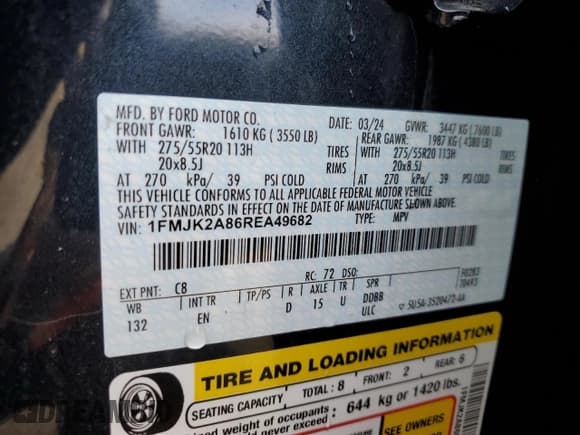 ✅ 2024 Ford Expedition Max Limited • VIN: 1FMJK2A86REA49682 • Лот: 74890154. Опубликован ранее на Copart с пробегом Не указан. Бесплатный доступ к архиву аукционных продаж из США и подробный отчёт об истории автомобиля на DreamBid. Изображение 13.