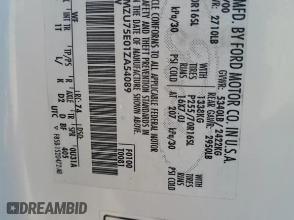 ✅ 2001 Ford Explorer • VIN: 1FMZU75E01ZA54089 • Lot: 71721185. Wystawiony na Copart z przebiegiem 252 194 mil. Bezpłatny archiwum sprzedaży aukcyjnych z USA i szczegółowy raport historii pojazdu na DreamBid. Zdjęcie 12.