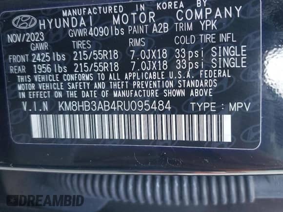 2024 Hyundai Kona SEL with VIN KM8HB3AB4RU095484, listed as a Copart auction lot 77822074 with 6,839 mi miles and Salvage title. Bid and sale history available at DreamBid. Image 15.