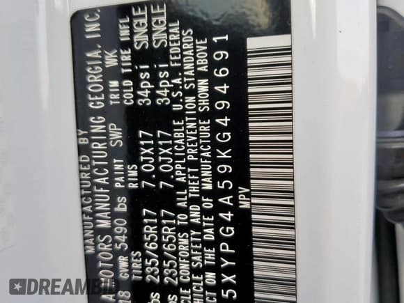 ✅ 2019 Kia Sorento LX • VIN: 5XYPG4A59KG494691 • Lot: 84894265. Listed on Copart with 139,960 mi. Free auction sales archive from the USA and detailed vehicle history report at DreamBid. Image 14.