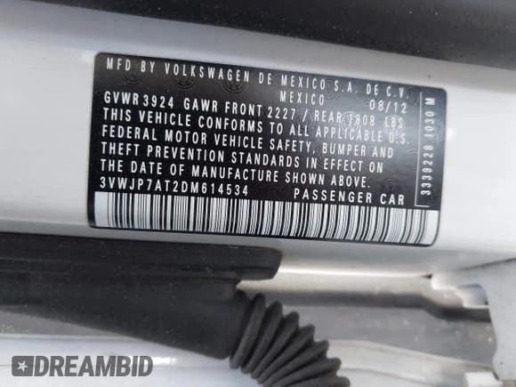 ✅ 2013 Volkswagen Beetle Fender Edition • VIN: 3VWJP7AT2DM614534 • Лот: 41919625. Опубликован ранее на IAAI с пробегом 86 362 миль. Бесплатный доступ к архиву аукционных продаж из США и подробный отчёт об истории автомобиля на DreamBid. Изображение 9.