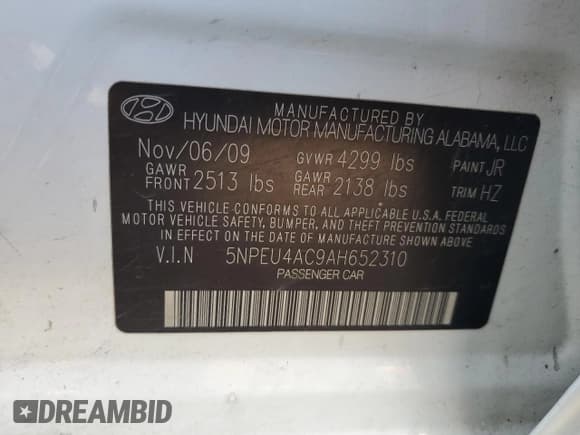 ✅ 2010 Hyundai Sonata Limited • VIN: 5NPEU4AC9AH652310 • Лот: 76310004. Опубликован ранее на Copart с пробегом 240 426 миль. Бесплатный доступ к архиву аукционных продаж из США и подробный отчёт об истории автомобиля на DreamBid. Изображение 12.