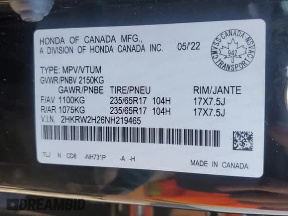 ✅ 2022 Honda CR-V LX • VIN: 2HKRW2H26NH219465 • Lot: 90902375. Wystawiony na Copart z przebiegiem 38 437 mil. Bezpłatny archiwum sprzedaży aukcyjnych z USA i szczegółowy raport historii pojazdu na DreamBid. Zdjęcie 13.