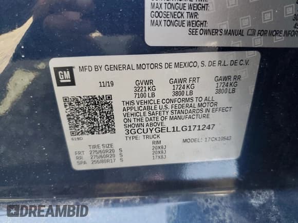 ✅ 2020 Chevrolet Silverado 1500 LTZ • VIN: 3GCUYGEL1LG171247 • Lot: 60271334. Wystawiony na Copart z przebiegiem 102 720 mil. Bezpłatny archiwum sprzedaży aukcyjnych z USA i szczegółowy raport historii pojazdu na DreamBid. Zdjęcie 12.