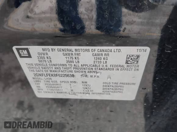 ✅ 2015 Chevrolet Equinox LT • VIN: 2GNFLFEK8F6225630 • Лот: 42851823. Опубликован ранее на IAAI с пробегом 66 300 миль. Бесплатный доступ к архиву аукционных продаж из США и подробный отчёт об истории автомобиля на DreamBid. Изображение 9.