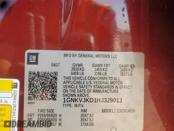 ✅ 2017 Chevrolet Traverse Premier • VIN: 1GNKVJKD1HJ329013 • Lot: 80823735. Wystawiony na Copart z przebiegiem 109 462 mil. Bezpłatny archiwum sprzedaży aukcyjnych z USA i szczegółowy raport historii pojazdu na DreamBid. Zdjęcie 13.