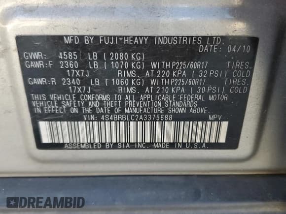 ✅ 2010 Subaru Outback Limited Power Moon • VIN: 4S4BRBLC2A3375688 • Лот: 68484945. Опубликован ранее на Copart с пробегом 149 491 миль. Бесплатный доступ к архиву аукционных продаж из США и подробный отчёт об истории автомобиля на DreamBid. Изображение 13.