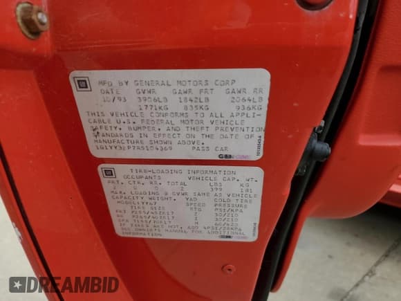 ✅ 1994 Chevrolet Corvette • VIN: 1G1YY32P7R5104369 • Lot: 73103773. Listed on Copart with Not provided. Free auction sales archive from the USA and detailed vehicle history report at DreamBid. Image 12.