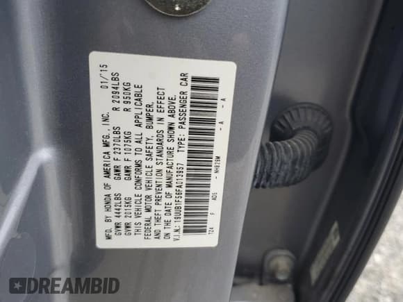 ✅ 2015 Acura TLX Technology • VIN: 19UUB1F56FA013957 • Lot: 82050955. Listed on Copart with 147,647 mi. Free auction sales archive from the USA and detailed vehicle history report at DreamBid. Image 12.