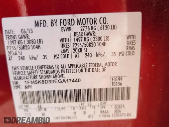 ✅ 2014 Ford Explorer XLT • VIN: 1FM5K8D80EGA17440 • Lot: 93135235. Listed on Copart with 168,373 mi. Free auction sales archive from the USA and detailed vehicle history report at DreamBid. Image 13.