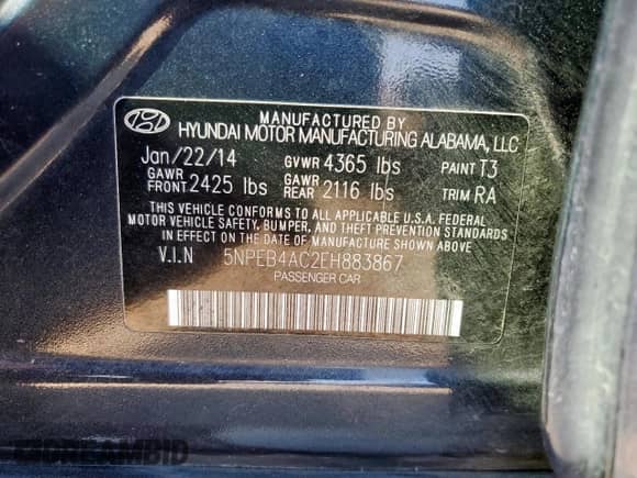 2014 Hyundai Sonata GLS with VIN 5NPEB4AC2EH883867, listed as a Copart auction lot 80292615 with 170,968 mi miles and Salvage title. Bid and sale history available at DreamBid. Image 12.