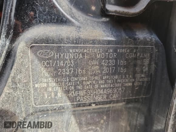 ✅ 2004 Hyundai Sonata GLS • VIN: KMHWF35H04A969057 • Лот: 90365565. Опубликован ранее на Copart с пробегом 165 496 миль. Бесплатный доступ к архиву аукционных продаж из США и подробный отчёт об истории автомобиля на DreamBid. Изображение 12.