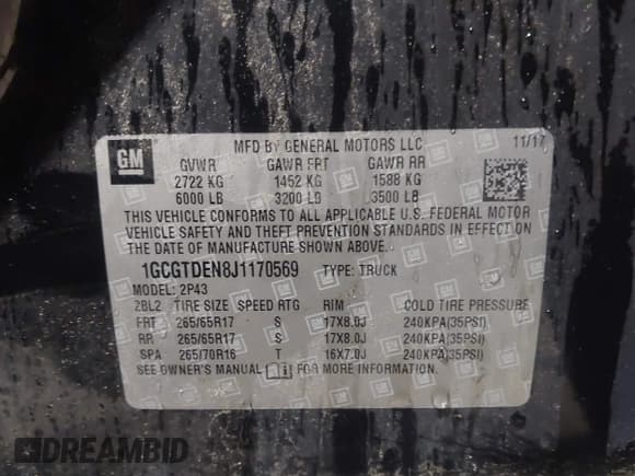 ✅ 2018 Chevrolet Colorado 4WD Z71 • VIN: 1GCGTDEN8J1170569 • Лот: 43600510. Опубликован ранее на IAAI с пробегом 157 198 миль. Бесплатный доступ к архиву аукционных продаж из США и подробный отчёт об истории автомобиля на DreamBid. Изображение 9.