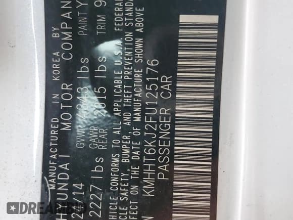 ✅ 2015 Hyundai Genesis Coupe 3.8L Base • VIN: KMHHT6KJ2FU125176 • Lot: 60435415. Wystawiony na Copart z przebiegiem 80 476 mil. Bezpłatny archiwum sprzedaży aukcyjnych z USA i szczegółowy raport historii pojazdu na DreamBid. Zdjęcie 12.