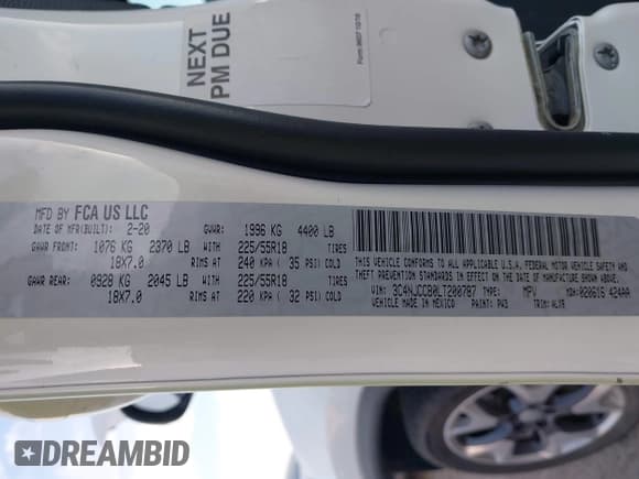 ✅ 2020 Jeep Compass Limited • VIN: 3C4NJCCB0LT200787 • Lot: 43679191. Listed on IAAI with 103,612 mi. Free auction sales archive from the USA and detailed vehicle history report at DreamBid. Image 9.