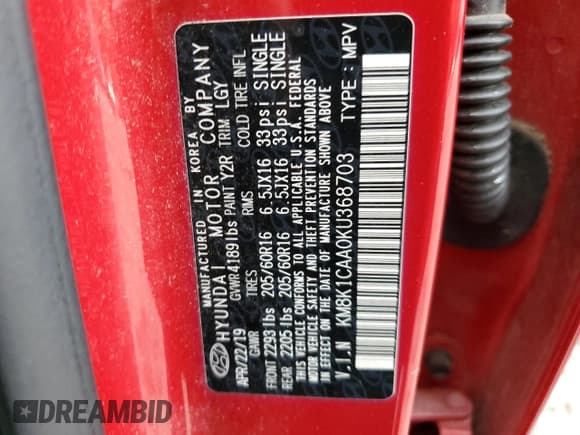 ✅ 2019 Hyundai Kona SE • VIN: KM8K1CAA0KU368703 • Лот: 73304984. Опубликован ранее на Copart с пробегом 91 940 миль. Бесплатный доступ к архиву аукционных продаж из США и подробный отчёт об истории автомобиля на DreamBid. Изображение 12.