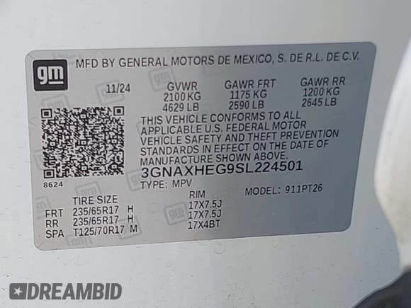 ✅ 2025 Chevrolet Equinox FWD LT • VIN: 3GNAXHEG9SL224501 • Lot: 42890411. Wystawiony na IAAI z przebiegiem 16 089 mil. Bezpłatny archiwum sprzedaży aukcyjnych z USA i szczegółowy raport historii pojazdu na DreamBid. Zdjęcie 9.