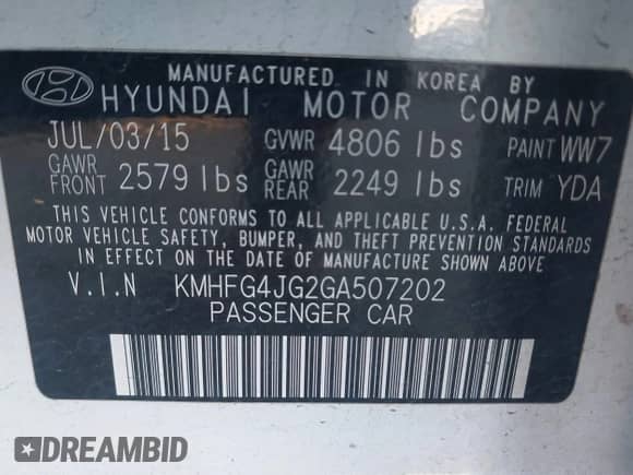 2016 Hyundai Azera с VIN KMHFG4JG2GA507202, выставлен на аукционе IAAI как лот 41344437 с пробегом 116 947 миль миль и . История ставок и продаж доступна на DreamBid. Изображение 9.