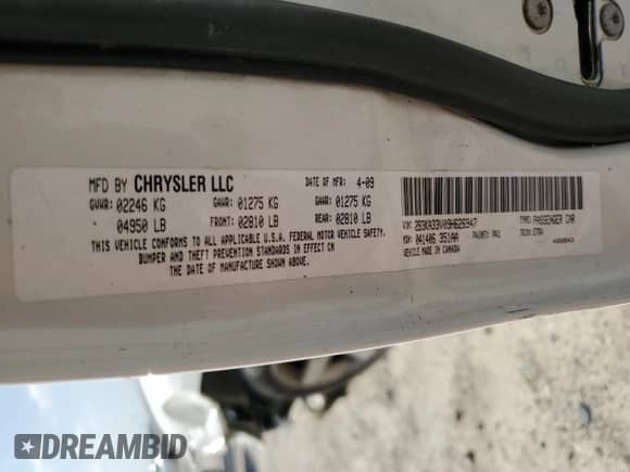 2009 Dodge Charger SXT с VIN 2B3KA33V09H626947, выставлен на аукционе Copart как лот 60158943 с пробегом 298 535 миль миль и На запчасти • Non repairable. История ставок и продаж доступна на DreamBid. Изображение 12.