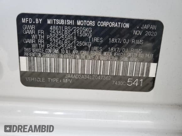 ✅ 2020 Mitsubishi Outlander ES • VIN: JA4AD2A34LZ047362 • Lot: 82536305. Wystawiony na Copart z przebiegiem 64 786 mil. Bezpłatny archiwum sprzedaży aukcyjnych z USA i szczegółowy raport historii pojazdu na DreamBid. Zdjęcie 13.