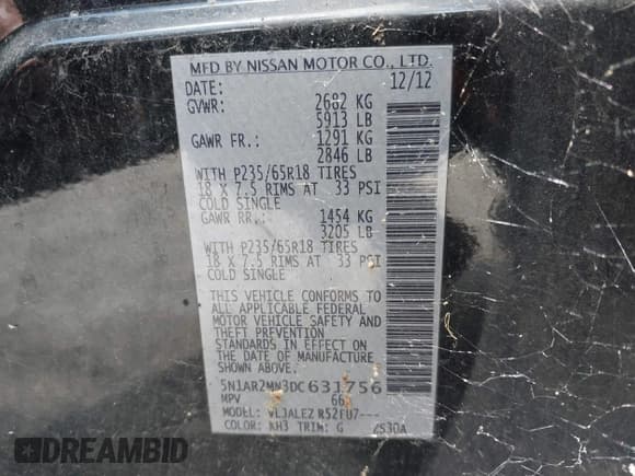 ✅ 2013 Nissan Pathfinder S • VIN: 5N1AR2MN3DC631756 • Лот: 42851744. Опубликован ранее на IAAI с пробегом 147 232 миль. Бесплатный доступ к архиву аукционных продаж из США и подробный отчёт об истории автомобиля на DreamBid. Изображение 9.