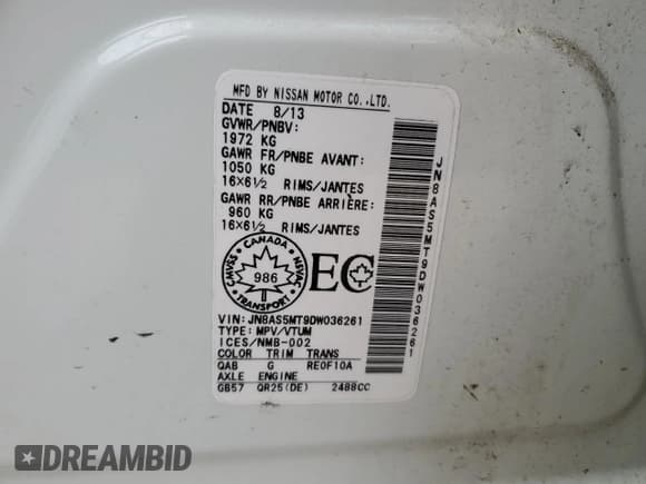 ✅ 2013 Nissan Rogue SL • VIN: JN8AS5MT9DW036261 • Lot: 85741375. Listed on Copart with 311,175 mi. Free auction sales archive from the USA and detailed vehicle history report at DreamBid. Image 13.