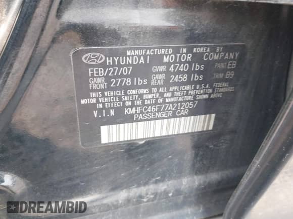 2007 Hyundai Azera SE с VIN KMHFC46F77A212057, выставлен на аукционе IAAI как лот 42400715 с пробегом 191 204 миль миль и . История ставок и продаж доступна на DreamBid. Изображение 9.