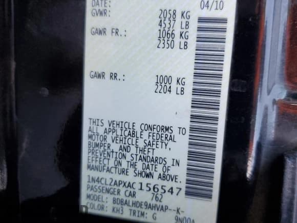 ✅ 2010 Nissan Altima Hybrid • VIN: 1N4CL2APXAC156547 • Lot: 91761795. Listed on Copart with 189,056 mi. Free auction sales archive from the USA and detailed vehicle history report at DreamBid. Image 13.