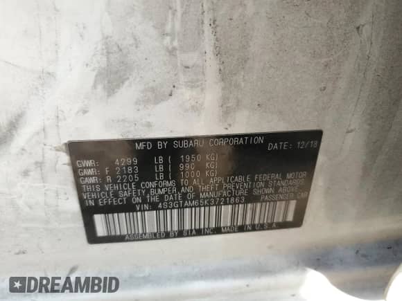 2019 Subaru Impreza Special Sports с VIN 4S3GTAM65K3721863, выставлен на аукционе Copart как лот 89477495 с пробегом 82 970 миль миль и Списание • Salvage title. История ставок и продаж доступна на DreamBid. Изображение 13.