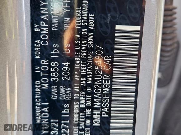 ✅ 2022 Hyundai Elantra SEL • VIN: KMHLN4AG2NU254807 • Lot: 82266175. Listed on Copart with 51,197 mi. Free auction sales archive from the USA and detailed vehicle history report at DreamBid. Image 12.