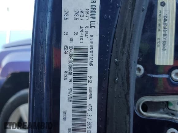 ✅ 2013 Jeep Patriot Sport • VIN: 1C4NJRAB1DD180448 • Лот: 67907055. Опубликован ранее на Copart с пробегом 261 032 миль. Бесплатный доступ к архиву аукционных продаж из США и подробный отчёт об истории автомобиля на DreamBid. Изображение 13.