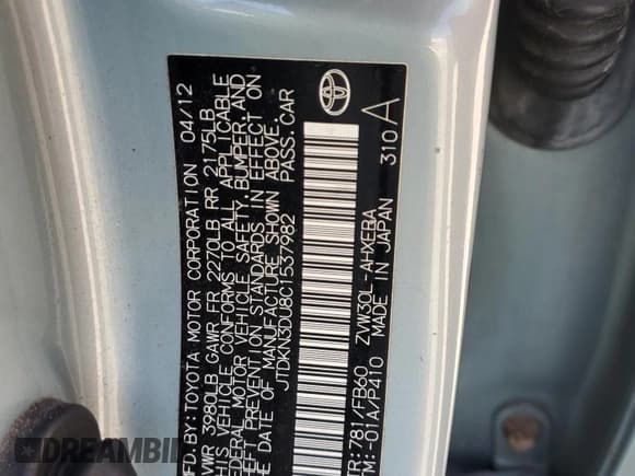 ✅ 2012 Toyota Prius Four • VIN: JTDKN3DU8C1537982 • Lot: 63905845. Wystawiony na Copart z przebiegiem 134 779 mil. Bezpłatny archiwum sprzedaży aukcyjnych z USA i szczegółowy raport historii pojazdu na DreamBid. Zdjęcie 13.