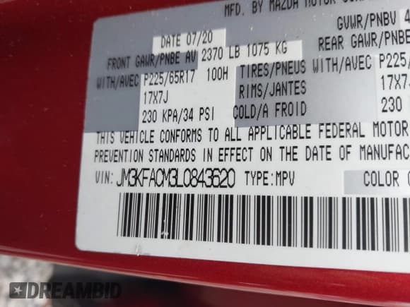 ✅ 2020 Mazda CX-5 Touring • VIN: JM3KFACM3L0843620 • Lot: 43504513. Wystawiony na IAAI z przebiegiem 75 447 mil. Bezpłatny archiwum sprzedaży aukcyjnych z USA i szczegółowy raport historii pojazdu na DreamBid. Zdjęcie 9.