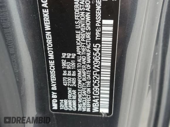 ✅ 2015 BMW 2 Series 228i xDrive • VIN: WBA1G9C52FVX96545 • Lot: 49312175. Wystawiony na Copart z przebiegiem 61 695 mil. Bezpłatny archiwum sprzedaży aukcyjnych z USA i szczegółowy raport historii pojazdu na DreamBid. Zdjęcie 12.