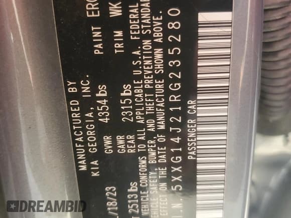 ✅ 2024 Kia K5 LXS • VIN: 5XXG14J21RG235280 • Lot: 64243755. Wystawiony na Copart z przebiegiem 51 301 mil. Bezpłatny archiwum sprzedaży aukcyjnych z USA i szczegółowy raport historii pojazdu na DreamBid. Zdjęcie 12.