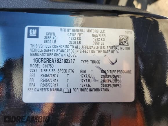 ✅ 2011 Chevrolet Silverado 1500 LS • VIN: 1GCRCREA7BZ193217 • Лот: 85129035. Опубликован ранее на Copart с пробегом 178 730 миль. Бесплатный доступ к архиву аукционных продаж из США и подробный отчёт об истории автомобиля на DreamBid. Изображение 13.