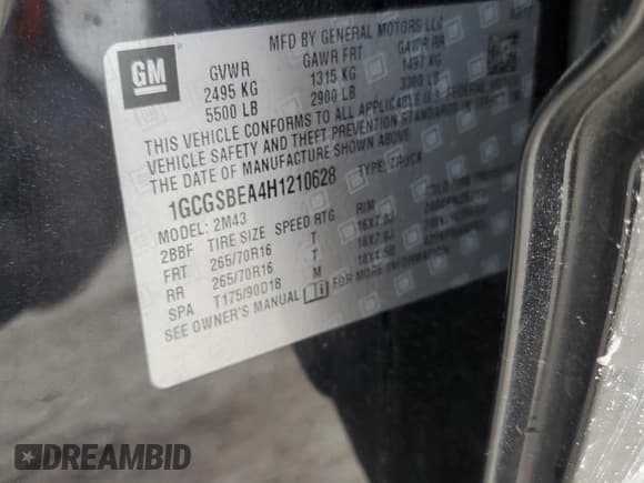 ✅ 2017 Chevrolet Colorado 2WD WT • VIN: 1GCGSBEA4H1210628 • Лот: 72614914. Опубликован ранее на Copart с пробегом 74 423 миль. Бесплатный доступ к архиву аукционных продаж из США и подробный отчёт об истории автомобиля на DreamBid. Изображение 13.