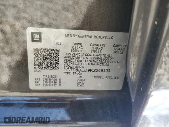 ✅ 2019 GMC Sierra 1500 SLT • VIN: 1GTP8DED9KZ246103 • Лот: 52908445. Опубликован ранее на Copart с пробегом 69 868 миль. Бесплатный доступ к архиву аукционных продаж из США и подробный отчёт об истории автомобиля на DreamBid. Изображение 12.