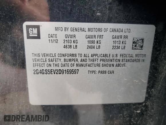 ✅ 2013 Buick Regal Turbo Premium 1 • VIN: 2G4GS5EV2D9169597 • Lot: 83846975. Wystawiony na Copart z przebiegiem 144 624 mil. Bezpłatny archiwum sprzedaży aukcyjnych z USA i szczegółowy raport historii pojazdu na DreamBid. Zdjęcie 12.