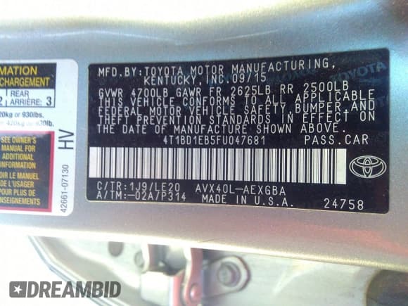 ✅ 2015 Toyota Avalon XLE Touring • VIN: 4T1BD1EB5FU047681 • Lot: 41807379. Wystawiony na IAAI z przebiegiem 72 526 mil. Bezpłatny archiwum sprzedaży aukcyjnych z USA i szczegółowy raport historii pojazdu na DreamBid. Zdjęcie 9.