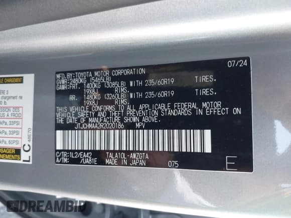 ✅ 2024 Lexus RX 350 • VIN: JTJCHMAA2R2020186 • Lot: 40822228. Listed on IAAI with 3,508 mi. Free auction sales archive from the USA and detailed vehicle history report at DreamBid. Image 9.