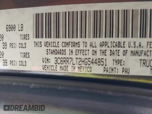 ✅ 2017 Ram 1500 Big Horn • VIN: 3C6RR7LT2HG544851 • Лот: 42827600. Опубликован ранее на IAAI с пробегом 91 829 миль. Бесплатный доступ к архиву аукционных продаж из США и подробный отчёт об истории автомобиля на DreamBid. Изображение 9.
