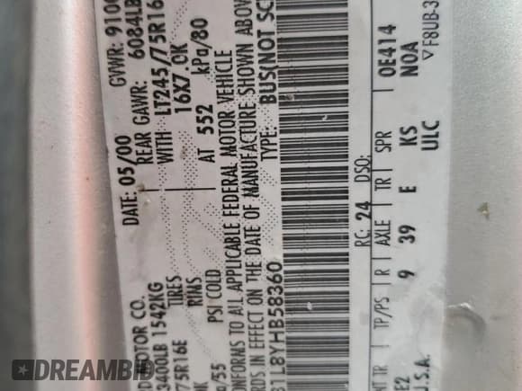 ✅ 2000 Ford Econoline Passenger XL • VIN: 1FBSS31L8YHB58360 • Лот: 71210605. Опубликован ранее на Copart с пробегом 119 842 миль. Бесплатный доступ к архиву аукционных продаж из США и подробный отчёт об истории автомобиля на DreamBid. Изображение 13.