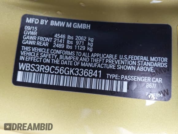 ✅ 2016 BMW M4 • VIN: WBS3R9C56GK336841 • Lot: 43035411. Listed on IAAI with Not provided. Free auction sales archive from the USA and detailed vehicle history report at DreamBid. Image 9.